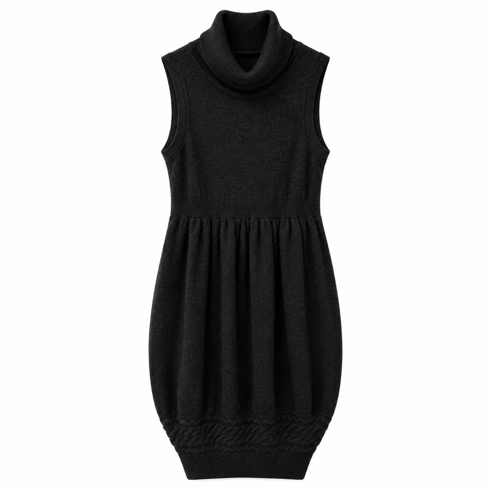 QS by s.Oliver Womens Sleeveless Turtleneck Sweater Dress Charcoal Gray Large